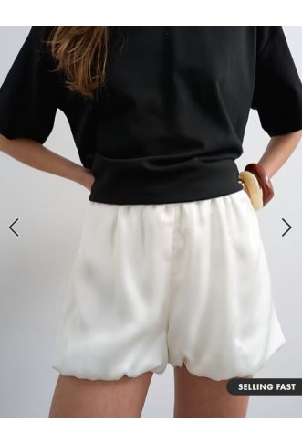 Topshop satin bubble shorts in ivory