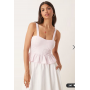 ASOS DESIGN cotton milkmaid corset top with frill hem in pastel pink