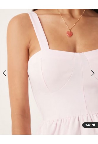 ASOS DESIGN cotton milkmaid corset top with frill hem in pastel pink