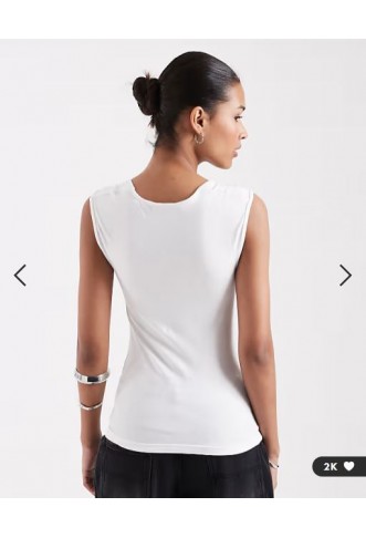 JJXX square neck top in white