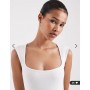 JJXX square neck top in white