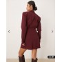 ASOS DESIGN cinched blazer mini dress in deep burgundy