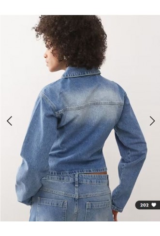 COLLUSION fitted denim jacket in washed blue