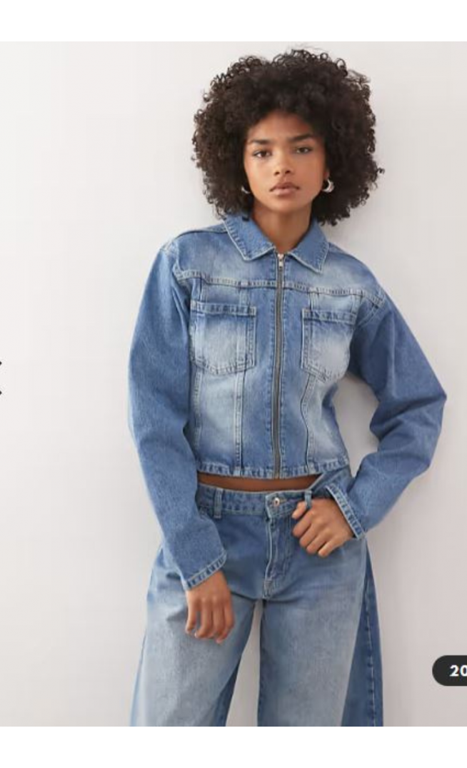 COLLUSION fitted denim jacket in washed blue