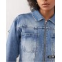 COLLUSION fitted denim jacket in washed blue