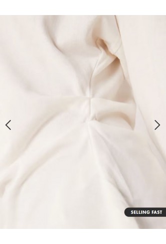 ASOS DESIGN long sleeve off shoulder corset waist tee in cream