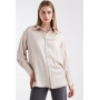 ASOS DESIGN crushed satin contrast stitch longline shirt in ecru