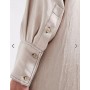 ASOS DESIGN crushed satin contrast stitch longline shirt in ecru