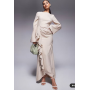 ASOS DESIGN long sleeve linen maxi dress with ruffle skirt in stone