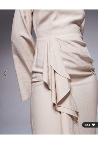ASOS DESIGN long sleeve linen maxi dress with ruffle skirt in stone
