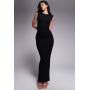 Wanderdoll Naomi sculpting sleeveless shoulder pad detail bodycon maxi dress in black