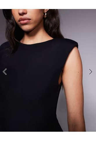 Wanderdoll Naomi sculpting sleeveless shoulder pad detail bodycon maxi dress in black