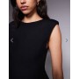 Wanderdoll Naomi sculpting sleeveless shoulder pad detail bodycon maxi dress in black