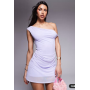 ASOS DESIGN mesh twisted shoulder mini dress with softline skirt in pastel lilac