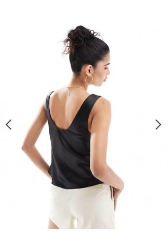 ASOS DESIGN scoop neck cami in satin in black