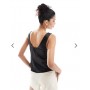 ASOS DESIGN scoop neck cami in satin in black