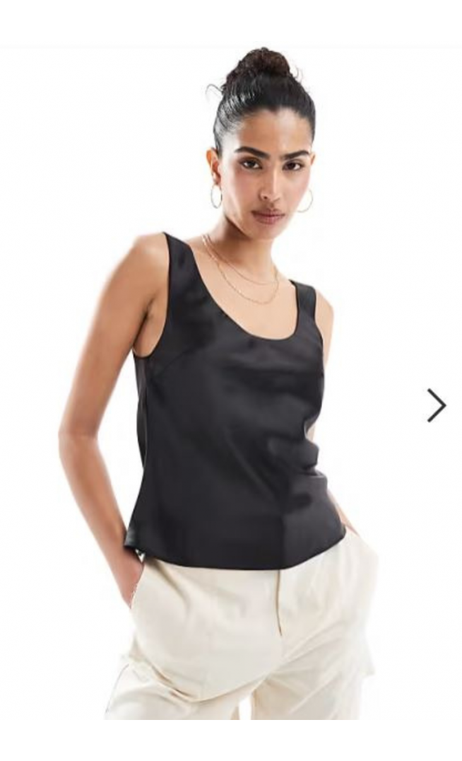ASOS DESIGN scoop neck cami in satin in black