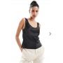 ASOS DESIGN scoop neck cami in satin in black