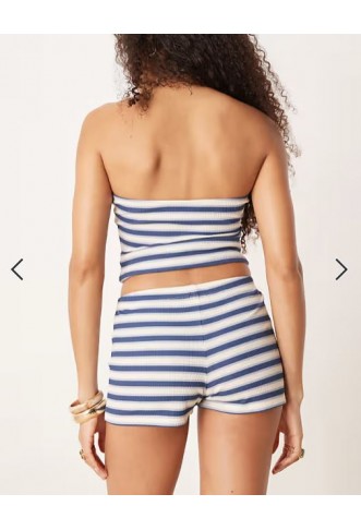 ASOS DESIGN stripe micro short co ord pant in navy