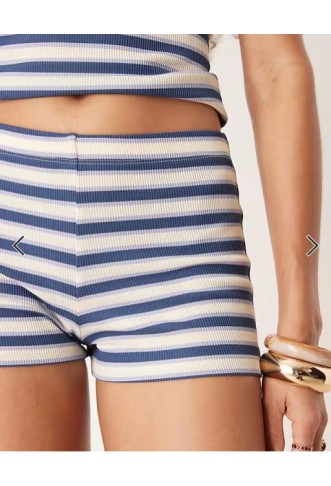ASOS DESIGN stripe micro short co ord pant in navy