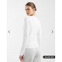 ASOS DESIGN cotton long sleeve round neck top in white