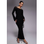 Women’s Fashionkilla exclusive slinky lace trim bardot flare sleeve maxi dress in black