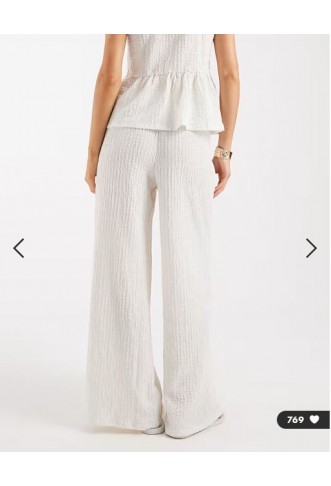 New Look co-ord textured trousers in cream