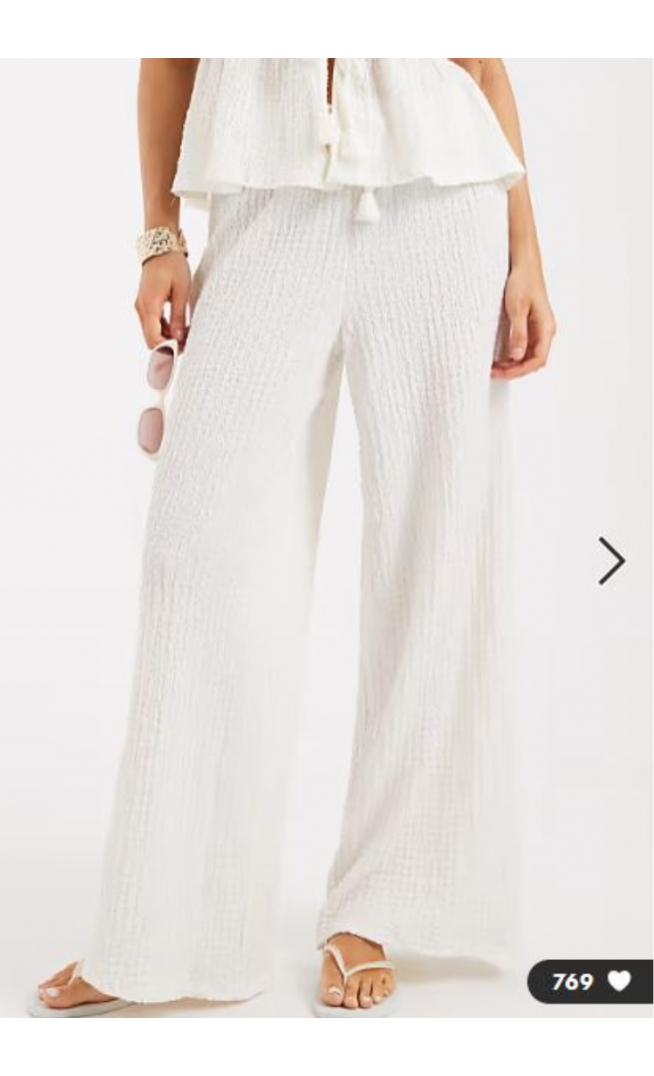 New Look co-ord textured trousers in cream