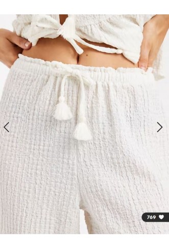 New Look co-ord textured trousers in cream