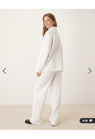 ASOS DESIGN Supersoft co-ord wide leg jogger in winter white