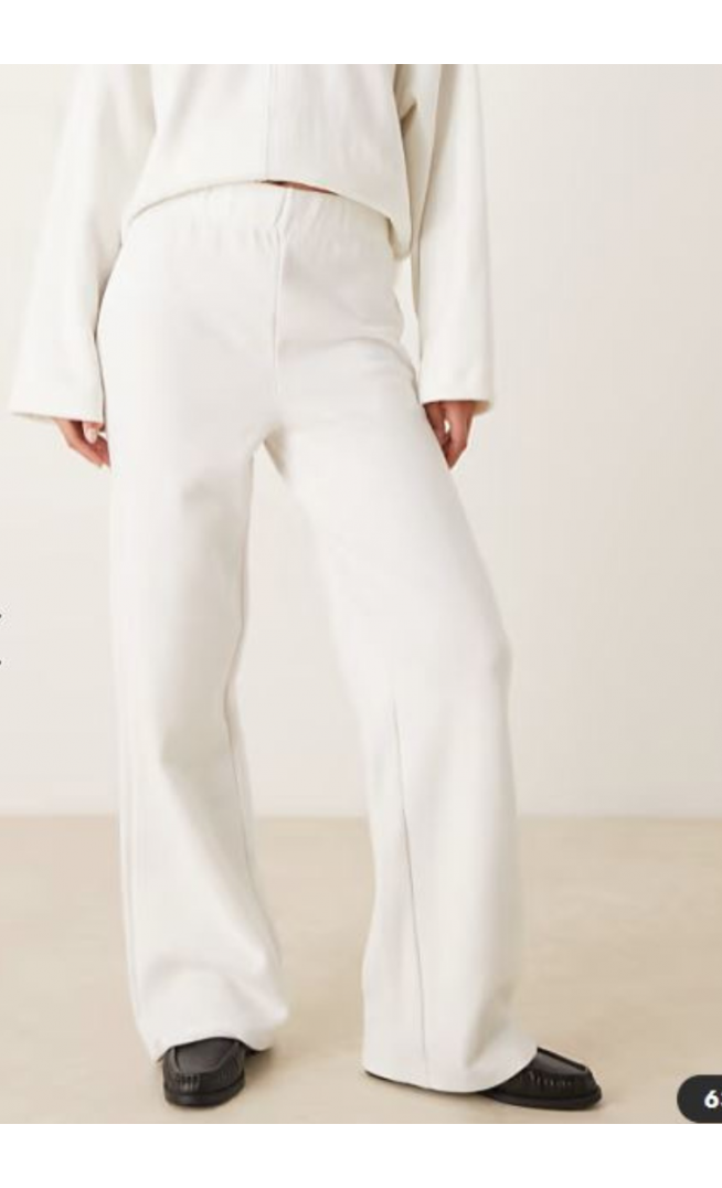 ASOS DESIGN Supersoft co-ord wide leg jogger in winter white