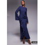 ASOS DESIGN long sleeve maxi dress with ruffle skirt in navy