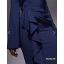 ASOS DESIGN long sleeve maxi dress with ruffle skirt in navy