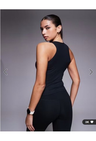 4505 plush lightweight ribbed racer vest with inner bra and removeable padding in black