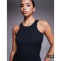 4505 plush lightweight ribbed racer vest with inner bra and removeable padding in black