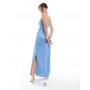 Women’s Pieces bandeau maxi satin dress in blue