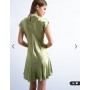 Topshop grown on sleeve satin dress in olive