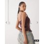Reclaimed Vintage lingerie tea top with lace trims in plum brown