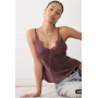 Reclaimed Vintage lingerie tea top with lace trims in plum brown