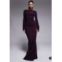 ASOS DESIGN sculpting gauged panelled maxi dress with long sleeves in plum