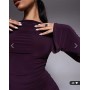 ASOS DESIGN sculpting gauged panelled maxi dress with long sleeves in plum
