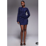 ASOS DESIGN plisse wrap front mini dress in navy
