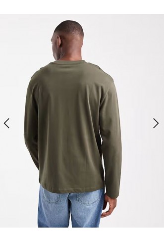 ASOS DESIGN heavyweight relaxed long sleeve t-shirt in khaki