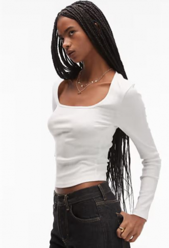 ASOS DESIGN square neck rib...