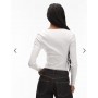 ASOS DESIGN square neck rib long sleeve top in cream