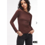 ASOS DESIGN slinky slash neck long sleeve top in chocolate