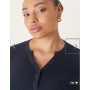 ASOS DESIGN Curve shrunken waffle long sleeve henley tee in navy