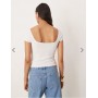 ASOS DESIGN milkmaid cap sleeve ruched bust top with tie detail in cream