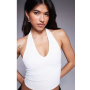 ASOS DESIGN Sculpting halter neck crop top in white