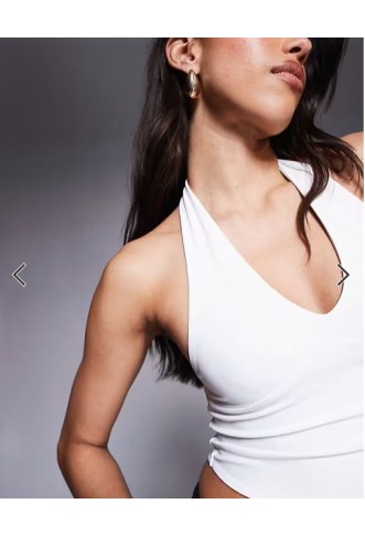 ASOS DESIGN Sculpting halter neck crop top in white